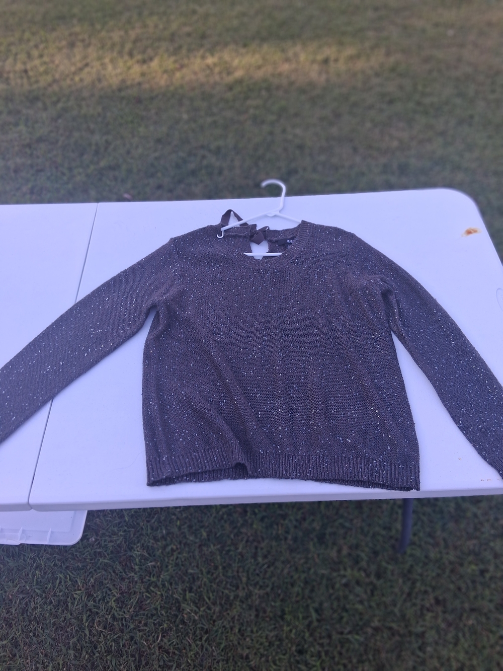 a.n.a Metallic Crewneck Sweater in Gray